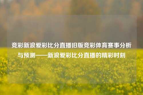竞彩新浪爱彩比分直播旧版竞彩体育赛事分析与预测——新浪爱彩比分直播的精彩时刻