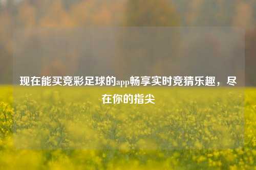 现在能买竞彩足球的app畅享实时竞猜乐趣，尽在你的指尖
