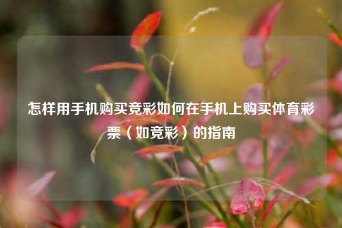 怎样用手机购买竞彩如何在手机上购买体育彩票（如竞彩）的指南