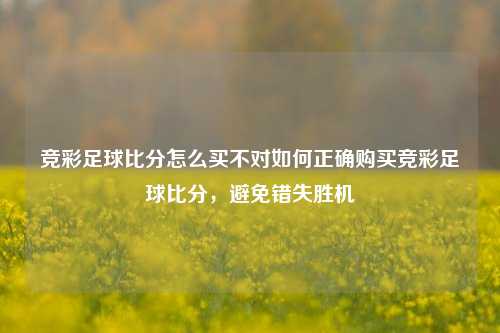 竞彩足球比分怎么买不对如何正确购买竞彩足球比分，避免错失胜机