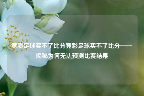竞彩足球买不了比分竞彩足球买不了比分——揭秘为何无法预测比赛结果