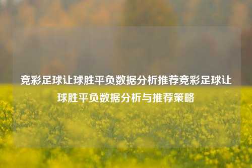 竞彩足球让球胜平负数据分析推荐竞彩足球让球胜平负数据分析与推荐策略