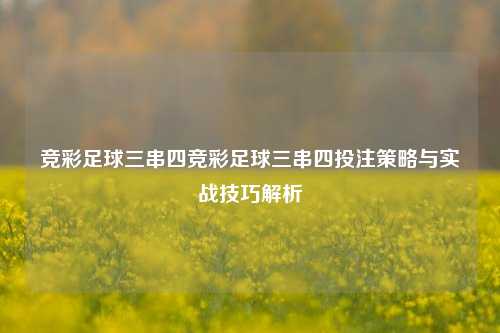 竞彩足球三串四竞彩足球三串四投注策略与实战技巧解析