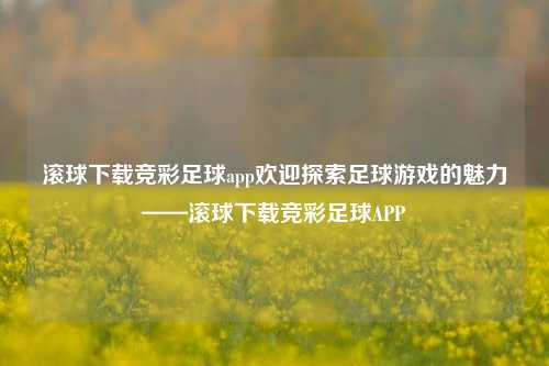 滚球下载竞彩足球app欢迎探索足球游戏的魅力——滚球下载竞彩足球APP