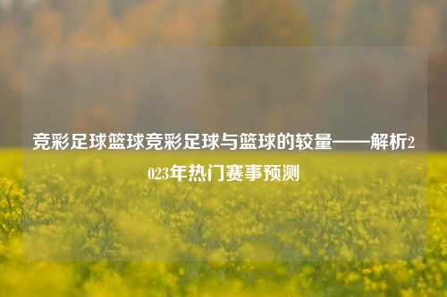 竞彩足球篮球竞彩足球与篮球的较量——解析2023年热门赛事预测