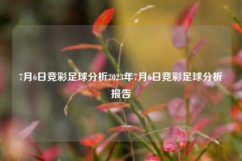 7月6日竞彩足球分析2023年7月6日竞彩足球分析报告