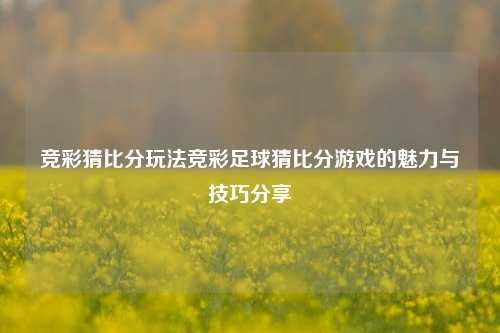 竞彩猜比分玩法竞彩足球猜比分游戏的魅力与技巧分享