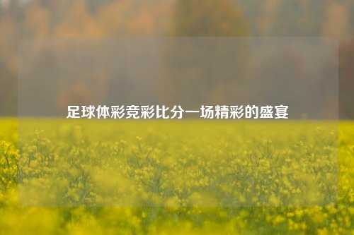足球体彩竞彩比分一场精彩的盛宴