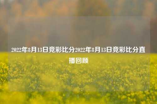 2022年8月13日竞彩比分2022年8月13日竞彩比分直播回顾