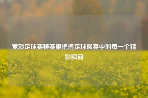 竞彩足球赛程赛事把握足球盛宴中的每一个精彩瞬间