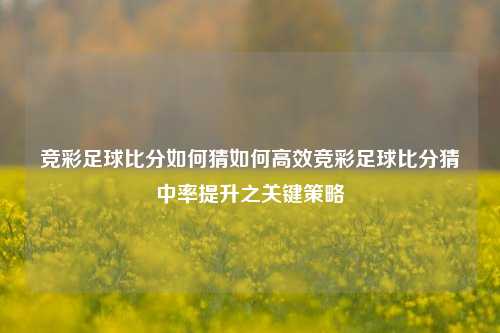 竞彩足球比分如何猜如何高效竞彩足球比分猜中率提升之关键策略