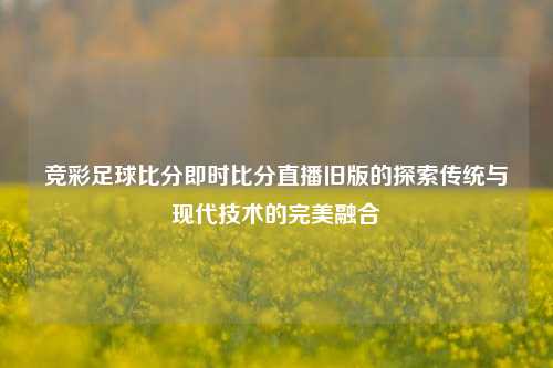 竞彩足球比分即时比分直播旧版的探索传统与现代技术的完美融合