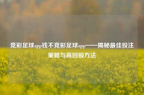 竞彩足球app钱不竞彩足球app——揭秘最佳投注策略与高回报方法