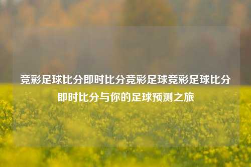 竞彩足球比分即时比分竞彩足球竞彩足球比分即时比分与你的足球预测之旅