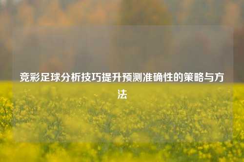 竞彩足球分析技巧提升预测准确性的策略与方法