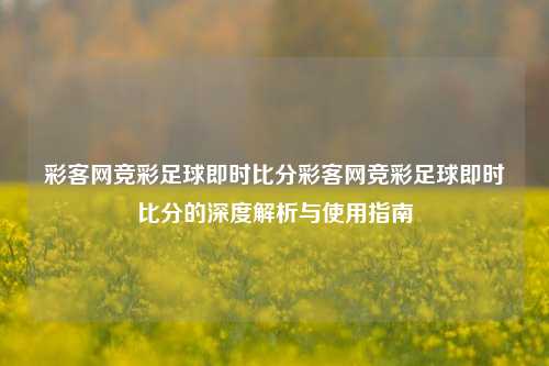 彩客网竞彩足球即时比分彩客网竞彩足球即时比分的深度解析与使用指南