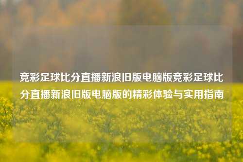 竞彩足球比分直播新浪旧版电脑版竞彩足球比分直播新浪旧版电脑版的精彩体验与实用指南