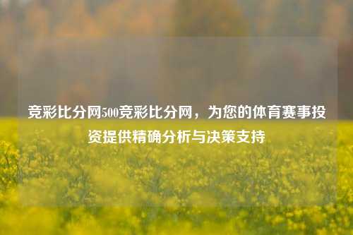 竞彩比分网500竞彩比分网，为您的体育赛事投资提供精确分析与决策支持