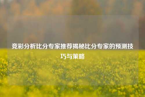 竞彩分析比分专家推荐揭秘比分专家的预测技巧与策略