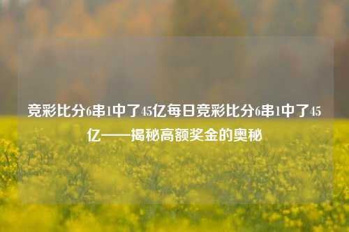 竞彩比分6串1中了45亿每日竞彩比分6串1中了45亿——揭秘高额奖金的奥秘