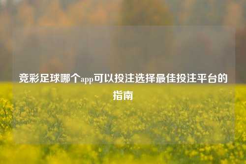 竞彩足球哪个app可以投注选择最佳投注平台的指南