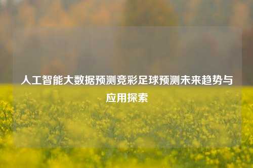 人工智能大数据预测竞彩足球预测未来趋势与应用探索