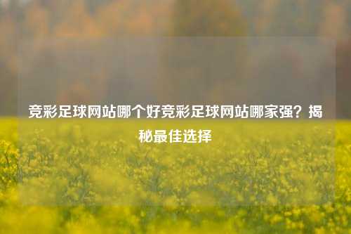 竞彩足球网站哪个好竞彩足球网站哪家强？揭秘最佳选择