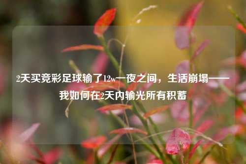 2天买竞彩足球输了12w一夜之间，生活崩塌——我如何在2天内输光所有积蓄