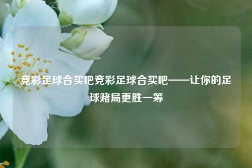 竞彩足球合买吧竞彩足球合买吧——让你的足球赌局更胜一筹