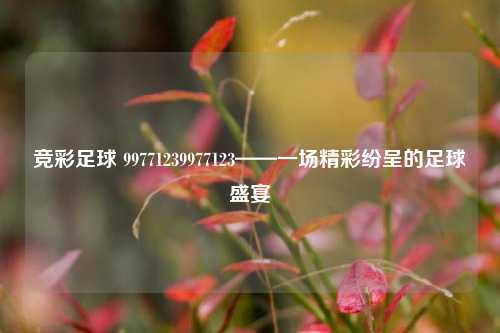 竞彩足球 99771239977123——一场精彩纷呈的足球盛宴