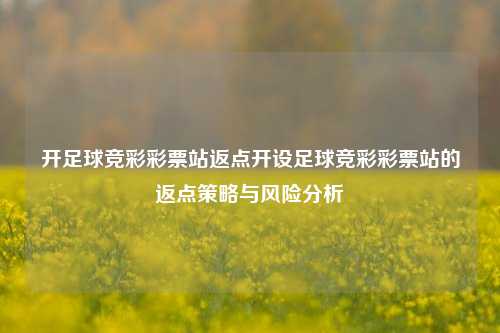 开足球竞彩彩票站返点开设足球竞彩彩票站的返点策略与风险分析