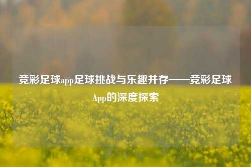 竞彩足球app足球挑战与乐趣并存——竞彩足球App的深度探索