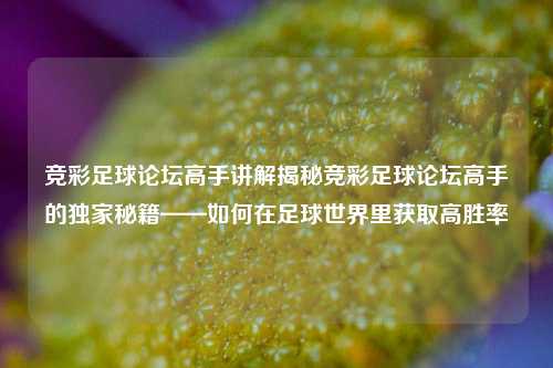 竞彩足球论坛高手讲解揭秘竞彩足球论坛高手的独家秘籍——如何在足球世界里获取高胜率