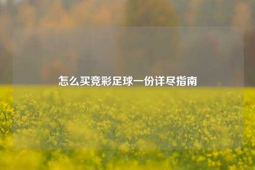 怎么买竞彩足球一份详尽指南