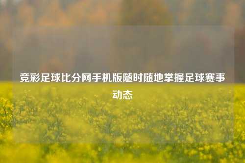 竞彩足球比分网手机版随时随地掌握足球赛事动态