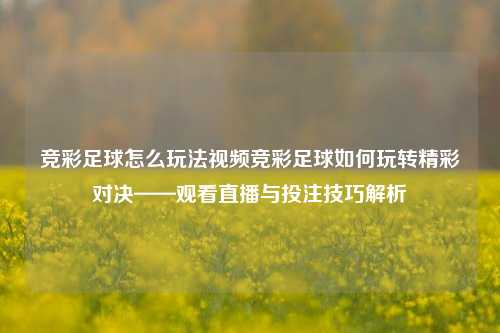 竞彩足球怎么玩法视频竞彩足球如何玩转精彩对决——观看直播与投注技巧解析