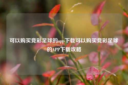 可以购买竞彩足球的app下载可以购买竞彩足球的APP下载攻略