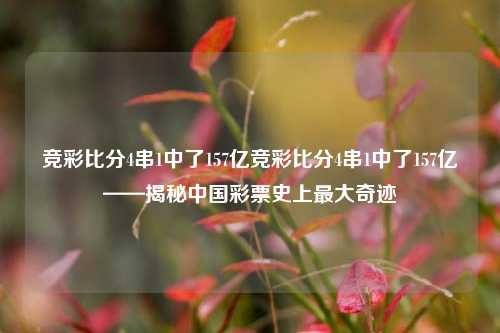 竞彩比分4串1中了157亿竞彩比分4串1中了157亿——揭秘中国彩票史上最大奇迹