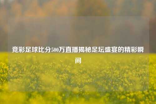竞彩足球比分500万直播揭秘足坛盛宴的精彩瞬间