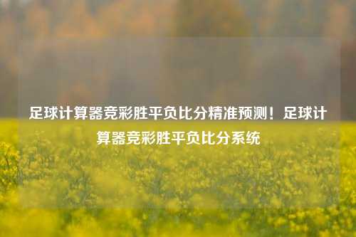 足球计算器竞彩胜平负比分精准预测！足球计算器竞彩胜平负比分系统