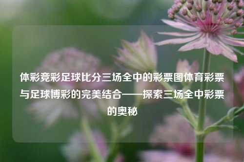 体彩竞彩足球比分三场全中的彩票图体育彩票与足球博彩的完美结合——探索三场全中彩票的奥秘