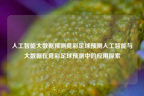 人工智能大数据预测竞彩足球预测人工智能与大数据在竞彩足球预测中的应用探索