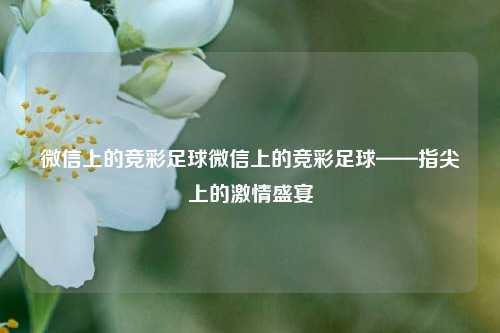 微信上的竞彩足球微信上的竞彩足球——指尖上的激情盛宴