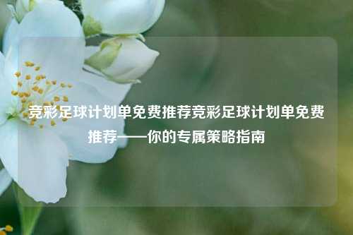 竞彩足球计划单免费推荐竞彩足球计划单免费推荐——你的专属策略指南