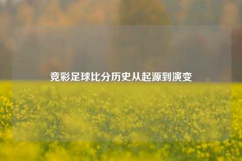 竞彩足球比分历史从起源到演变