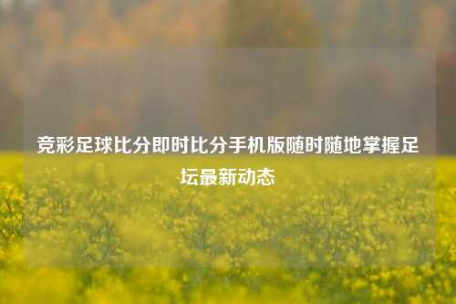 竞彩足球比分即时比分手机版随时随地掌握足坛最新动态