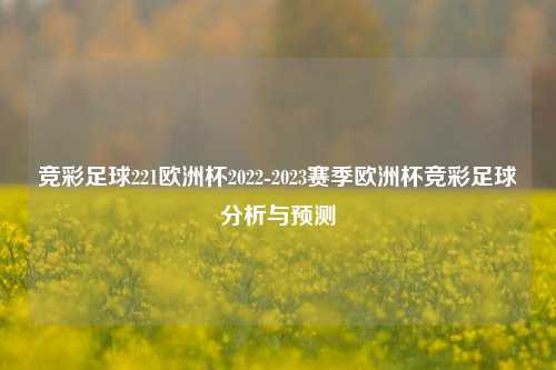 竞彩足球221欧洲杯2022-2023赛季欧洲杯竞彩足球分析与预测